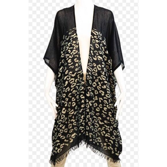 NWT Randi & will collection women’s black cheetah caftan OS - Picture 1 of 6